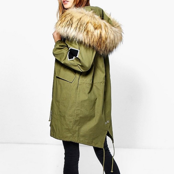 boohoo fur hood coat